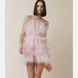 Francesca Suzie Tulle Tiered Dress - Pink New With Tag